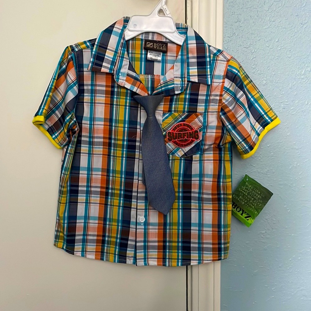 boyz wear button down shirt with tie size 4t